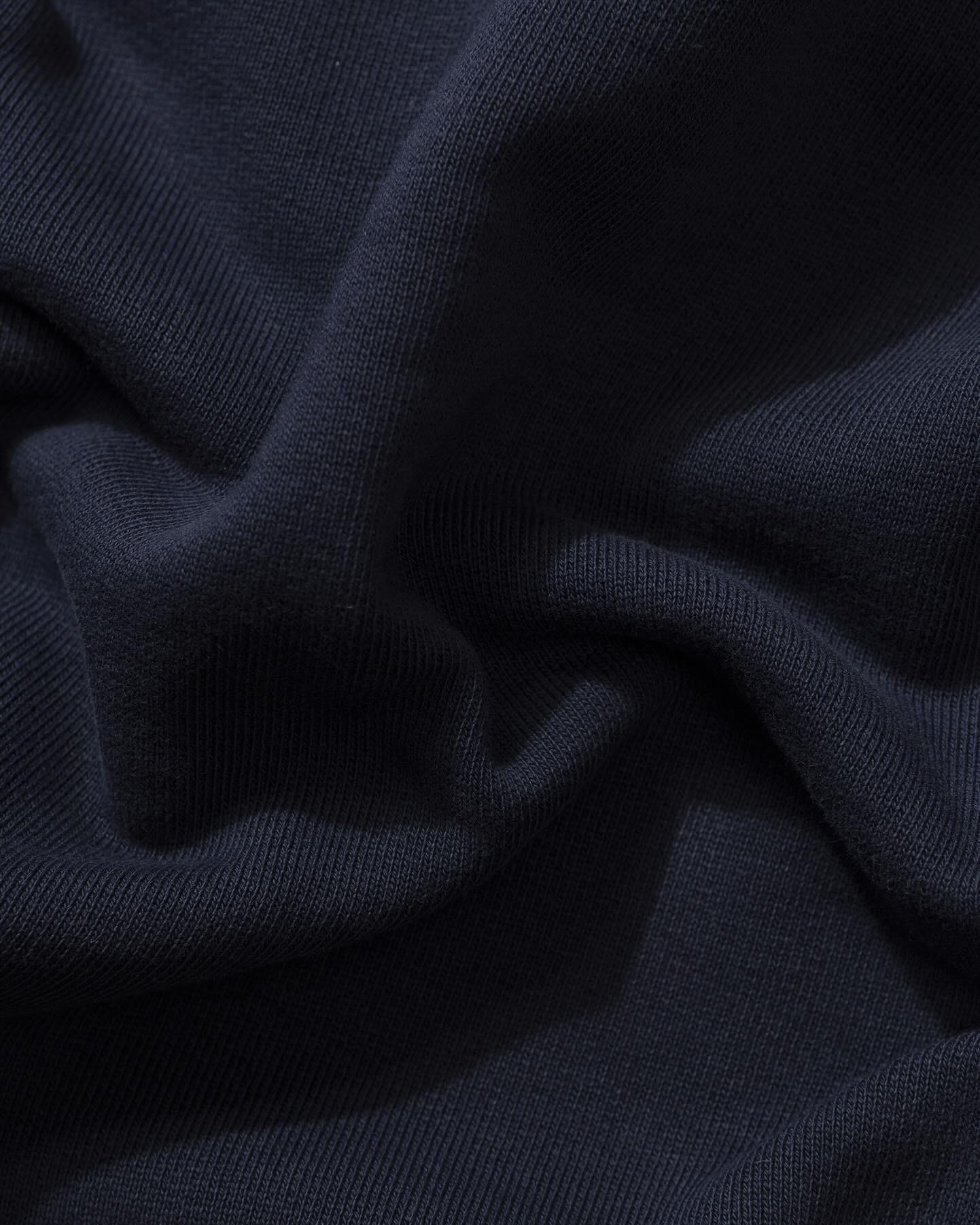 Edmmond Studios Temple Quarter Zip Polo Sweatshirt Plain Navy Mint